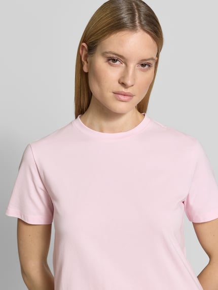 VILA T-Shirt mit geripptem Rundhalsausschnitt Modell 'NORA' Hellrosa 3