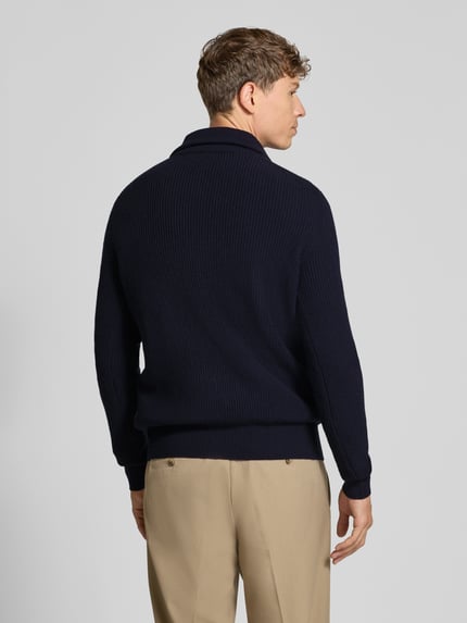 bugatti Strickpullover aus Woll-Mix mit Troyer-Kragen Marine 5