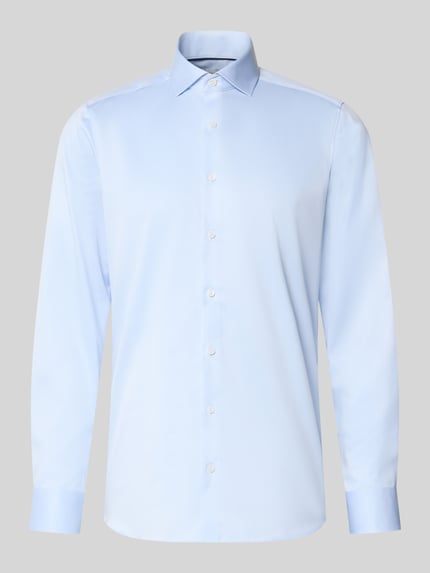 OLYMP Level 5 Slim Fit Business-Hemd in unifarbenem Design mit Kentkragen Bleu 2