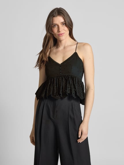 Weekend Max Mara Blusentop mit Lochmuster Modell 'ASBURGO' Black 4