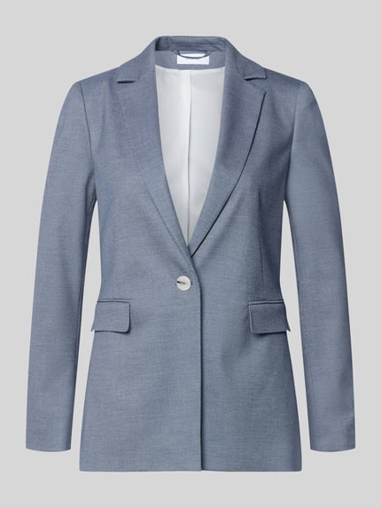 Produktfoto, Regular Fit Blazer mit Viskose-Anteil von comma in Hellblau mit Reverskragen und Pattentaschen, glatte Textur, Knopfverschluss