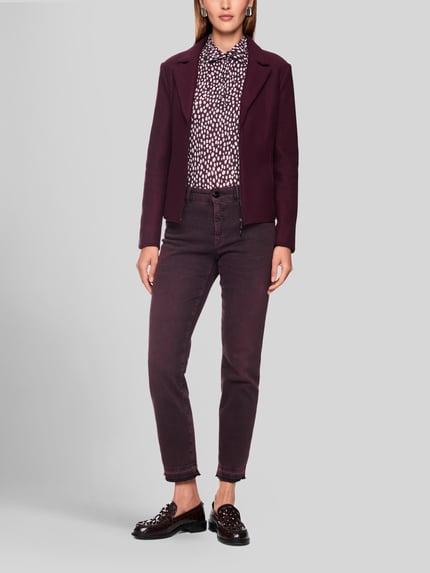 Marc Cain High Waist Slim Fit Jeans mit Fransensaum Bordeaux 1