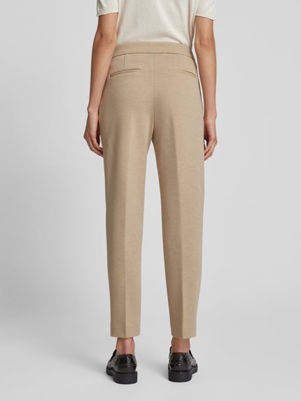 Jake*s Collection Slim fit stoffen broek met persplooien Zand - 5