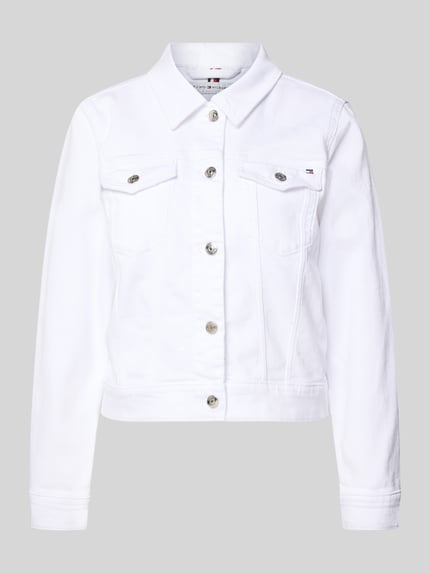 Produktfoto, Slim Fit Jeansjacke aus katoenmix van Tommy Hilfiger in witte denimlook met borstzakken, knoopsluiting, twill structuur
