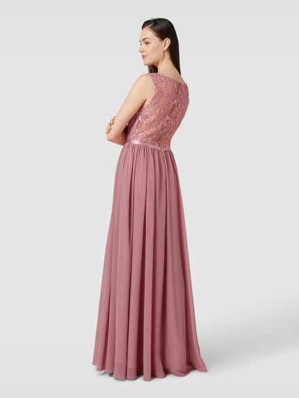 LUXUAR FASHION Abendkleid mit floralem Ziersteinbesatz Mauve 5