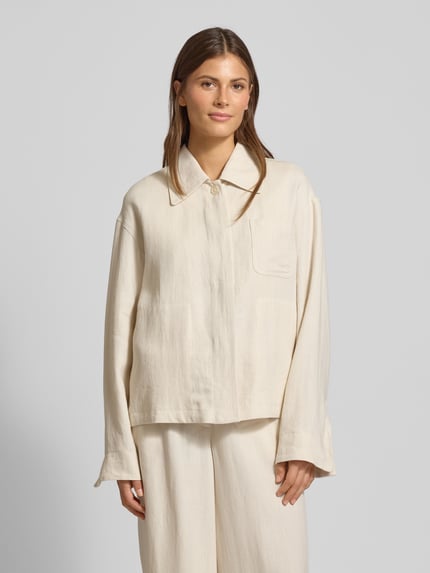 Marc O'Polo Regular fit overshirt in een mix van linnen en viscose Ecru - 4