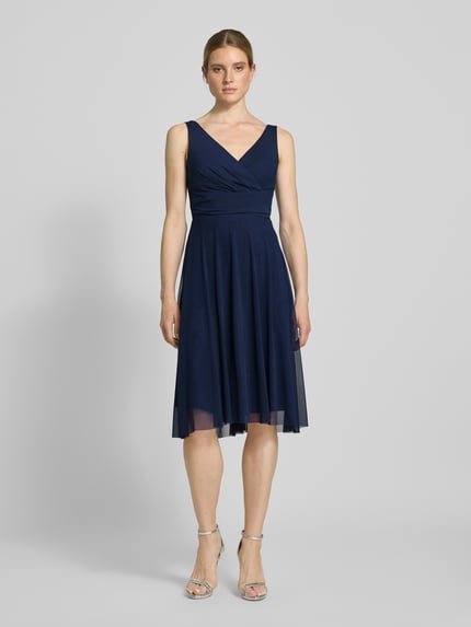 TROYDEN COLLECTION Cocktailjurk met V-hals Donkerblauw - 4
