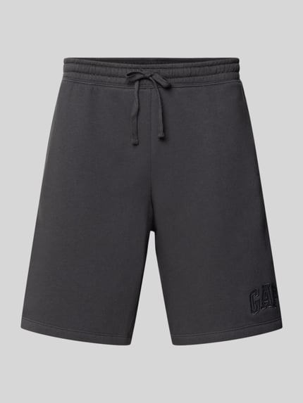 Produktfoto, Sweatshorts mit elastischem Bund von GAP aus schwarzem Baumwoll-Mix, Relaxed-Fit, Logo, Bundweite 41 cm, Innenbeinlänge 20 cm