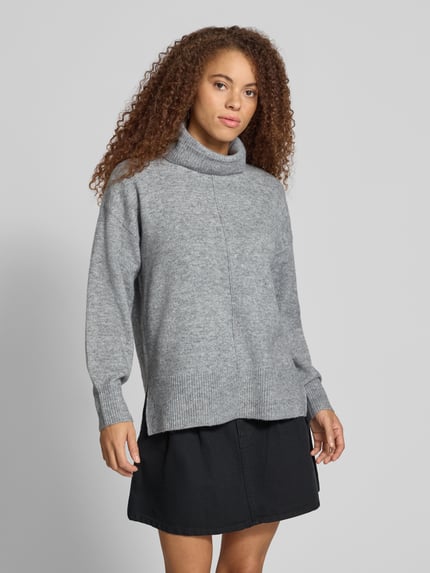PIECES Rollkragenpullover mit Teilungsnaht Hellgrau 4
