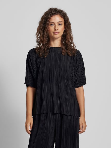 ONLY T-shirt met plissévouwen, model 'RAVENNA' Zwart - 4