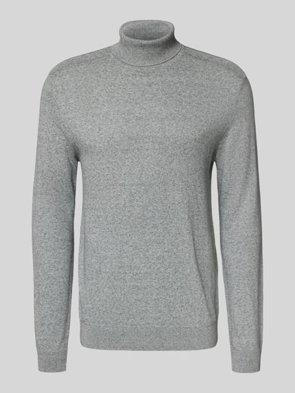Selected Rollkragenpullover mit gerippten Abschlüssen Mittelgrau Melange 2