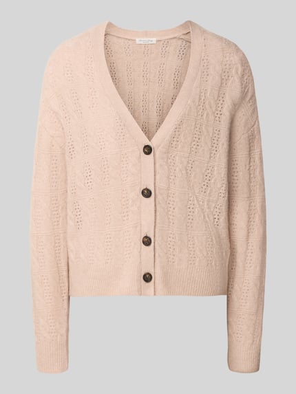 Produktfoto, Regular Fit Cardigan aus Alpaka-Mix von Christian Berg Woman in Beige, Strick-Optik, V-Ausschnitt, Knopfleiste, Damen Cardigan