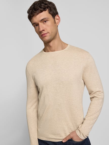 Christian Berg Men Strickpullover mit Rundhalsausschnitt Sand Melange 3