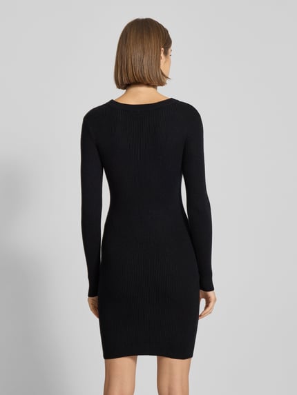 PIECES Sukienka mini o dopasowanym kroju z efektem prążkowania model ‘MIRA NEW’ BLACK 5