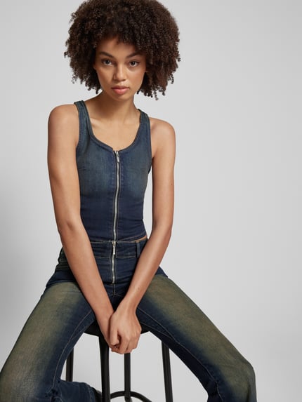 Weekday Denim Tanktop mit Reißverschluss Modell 'Redondo' Jeansblau 3