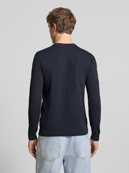 Blend slim fit trui in brei-look model 'Baron' Marineblauw - 5