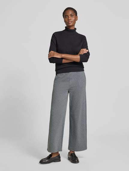 Jake*s Casual Wide fit stoffen broek met elastische band Donkergrijs gemêleerd - 1