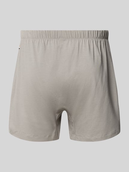 Produktfoto, hellgraue Regular Fit Boxershorts aus Baumwoll-Mix Modell '2P JERSEY BOXER' von BOSS, glatte Oberfläche, Herren Boxershorts.