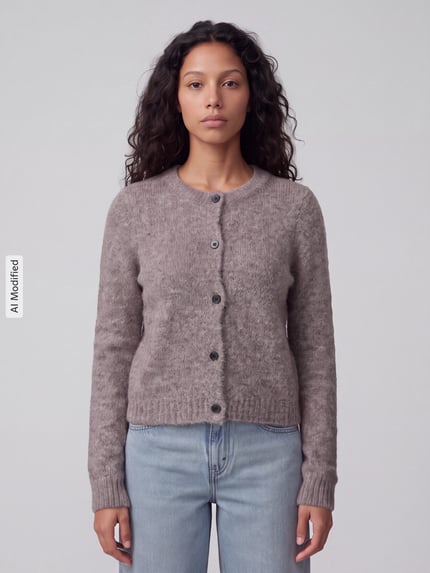 VERO MODA kardigan rozpinany o kroju regular fit z dodatkiem wełny model 'NOVAH' Szarobrązowy 4