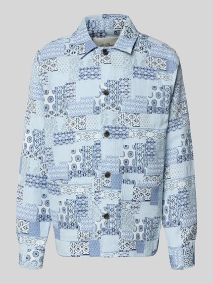 Produktfoto, Regular Fit Overshirt im Allover-Look von Les Deux im Patchwork-Design aus Baumwoll-Mix mit Kentkragen und Knopfleiste