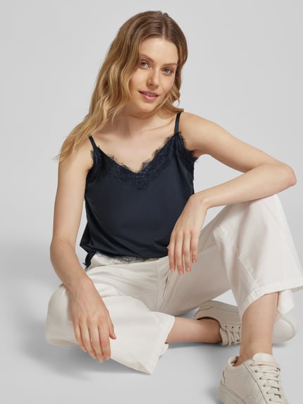 FREE/QUENT Top met kant model 'BICCO' Donkerblauw - 3