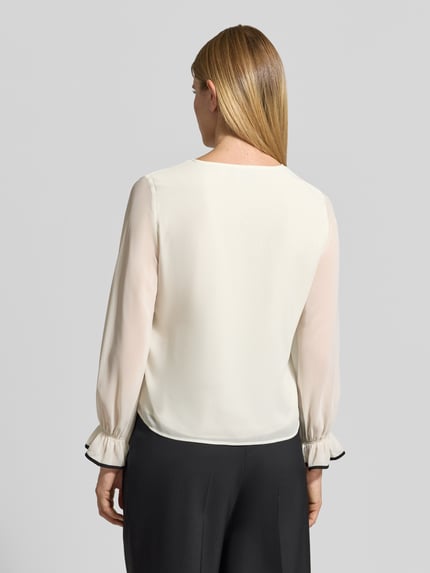 s.Oliver BLACK LABEL Langarmbluse mit kontrastierenden Rüschenkanten Weiss 4