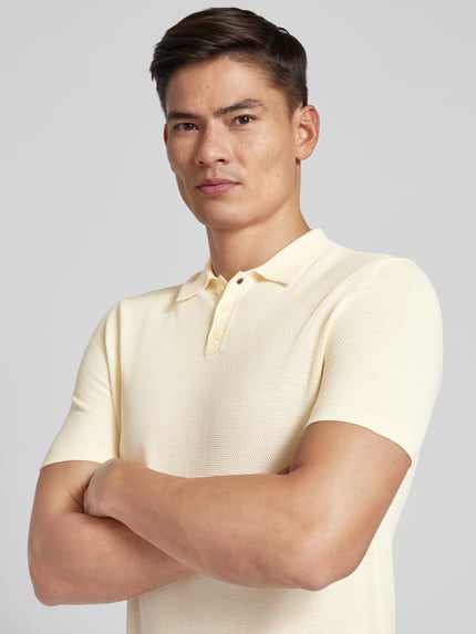 DRYKORN Slim Fit Poloshirt mit Strukturmuster Modell 'Triton' Offwhite 3