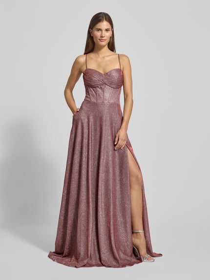 LUXUAR FASHION Abendkleid mit Herz-Ausschnitt Bordeaux 4