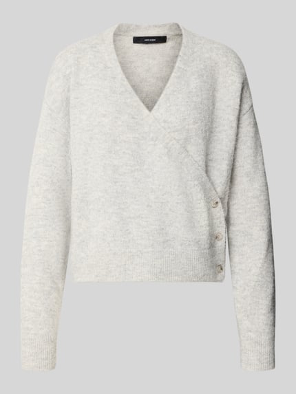 VERO MODA Cardigan mit Wickeloptik Modell 'VMMILINA' Hellgrau Melange 1