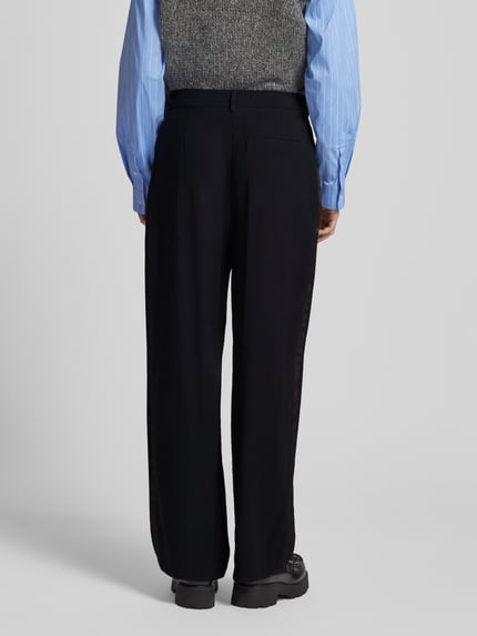 LeGer Loose fit stoffen broek met bandplooien model 'Cassidy' Zwart - 5