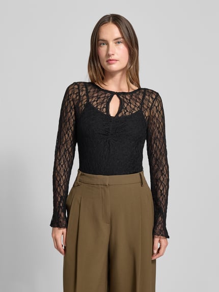 Neo Noir Longsleeve in semitransparentem Design Modell 'Matria' Black 4