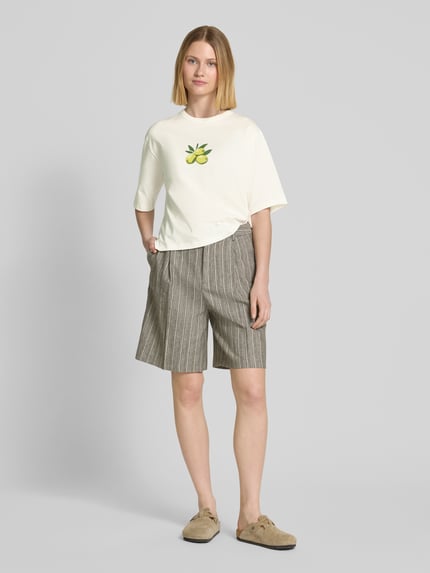 Jake*s Studio Woman T-shirt typu oversized z nadrukiem z motywem Złamany biały 1