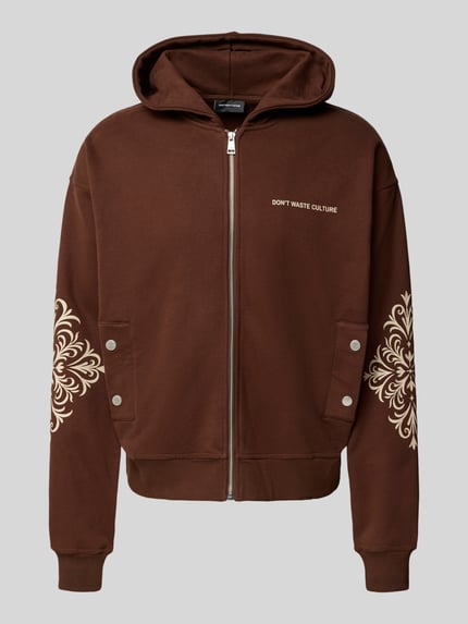 Don´t Waste Culture Bluza rozpinana z detalem z logo model ‘Rhegan’ Średniobrązowy 2