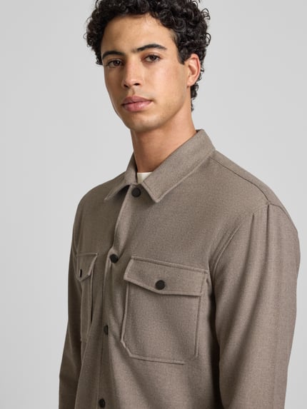 ONLY & SONS Regular fit overhemdjack met viscose, model 'MARK' Lichtbruin - 3