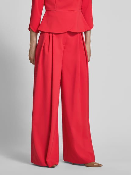 Marc Cain Wide fit stoffen broek met platte plooien Rood - 4