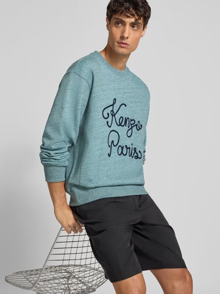 Kenzo Sweatshirt met logostitching Turquoise - 3