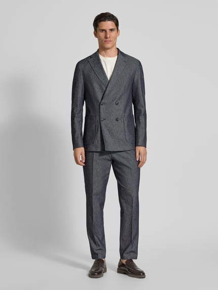 BOSS Marynarka na dwa guziki o kroju slim fit z mieszanki bawełny model ‘HANRY’ Granatowy 1