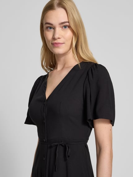 VERO MODA Sukienka mini taliowana z czystej wiskozy model ‘ALBA’ Czarny 3