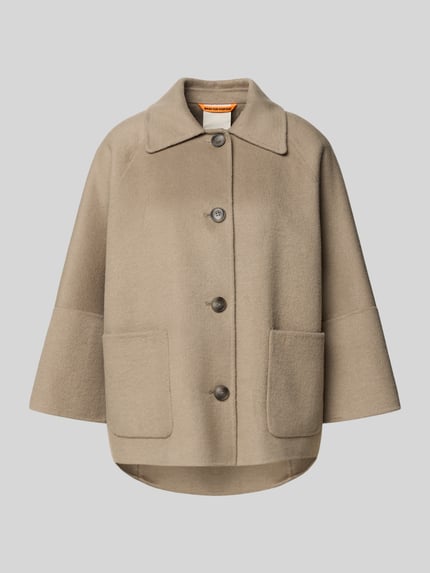Produktfoto, Relaxed Fit Jacke aus Woll-Mix mit Umlegekragen von Fuchs Schmitt, beige, aufgesetzte Taschen, 3/4-Arm, Knopfleiste, strukturierte Oberfläche
