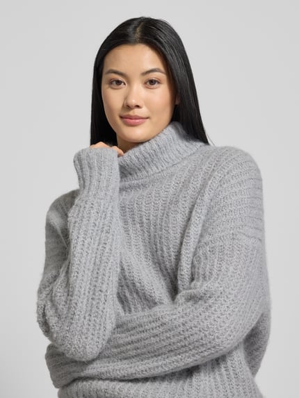 Fynch-Hatton Relaxed Fit Rollkragenpullover aus Alpaka-Mix in Strick-Optik Hellgrau Melange 3