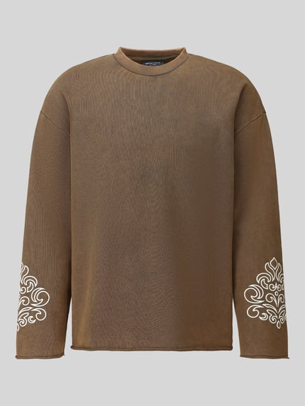 Don´t Waste Culture Sweatshirt mit Stickereiärmeln Modell 'ONA' Mittelbraun 2