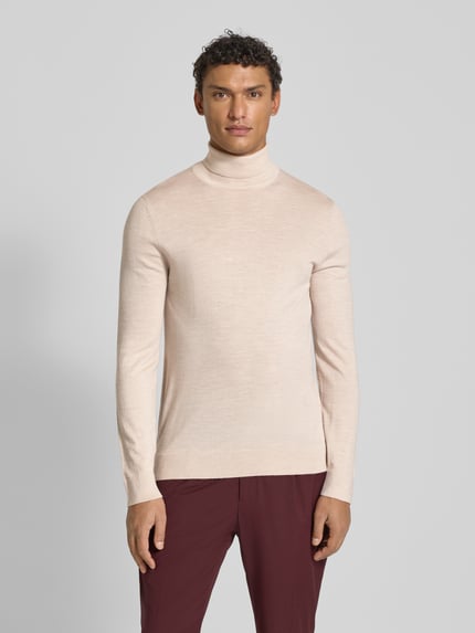 Selected Regular fit coltrui van zuivere merinowol, model 'TRAY' Beige - 4