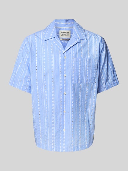 Scotch & Soda Regular Fit Freizeithemd mit Lochstickerei Hellblau 2