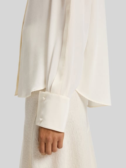 BOSS Relaxed fit blouse van pure zijde, model 'BINALIA' Offwhite - 6