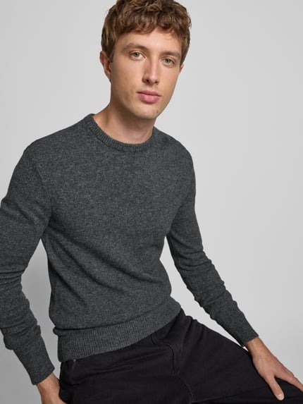 Blend Gebreide pullover met ribboorden, model 'BRANKO' Donkergrijs gemêleerd - 3