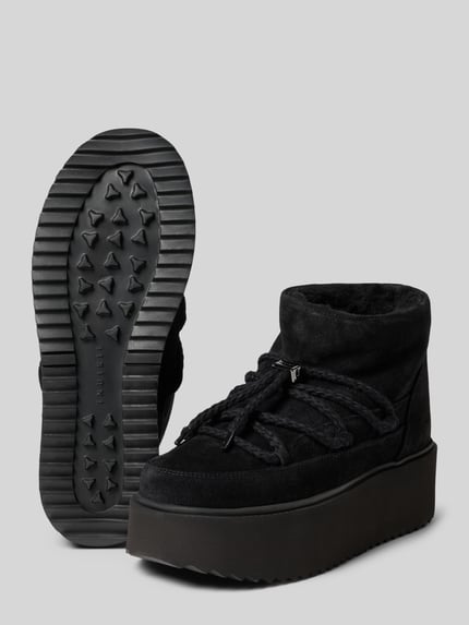 INUIKII Snowboots van leer met plateauzool Zwart - 4