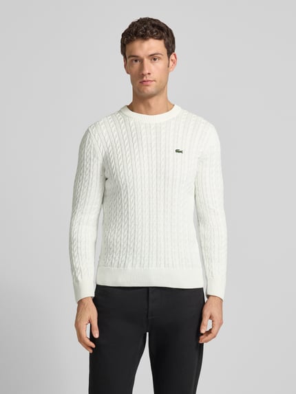 Lacoste regular fit gebreide pullover van katoenmix Offwhite - 4