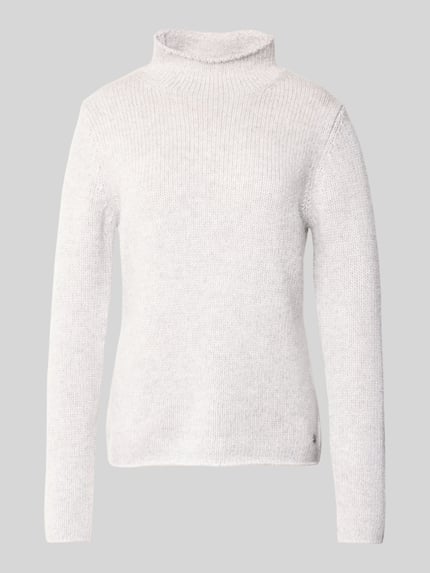 Fynch-Hatton Strickpullover aus Lanawolle mit Stehkragen Hellgrau Melange 2
