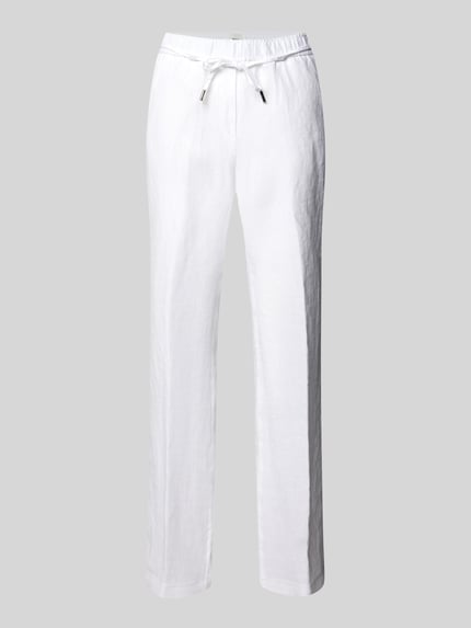 Brax Straight Leg Leinenhose mit Bindegürtel Modell 'STYLE.FARINA' Weiss 2