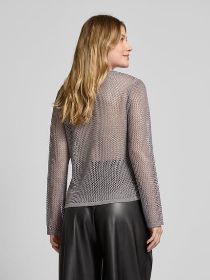 FREE/QUENT Gebreide pullover in semi-transparant design, model 'TERNE' Zilver - 5